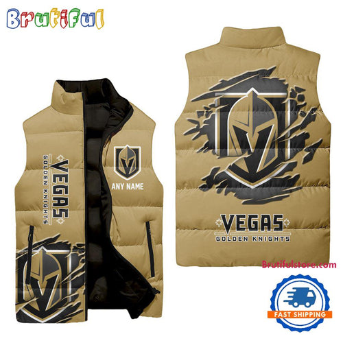 NHL Vegas Golden Knights Personalized Hockey Logo Team Sleeveless Puffer Jacket