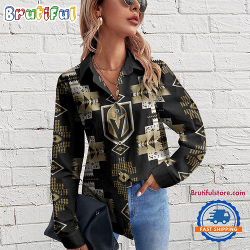NHL Vegas Golden Knights Special Native American Women’s Casual Shirt, Hockey Women’s Casual Shirt