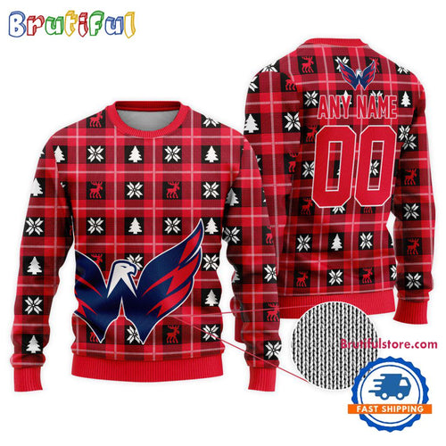 NHL Washington Capitals Personalized Snow Tree Ugly Christmas Sweater