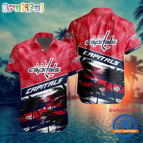 NHL Washington Capitals Special Palm Tree Hawaiian Button Shirt