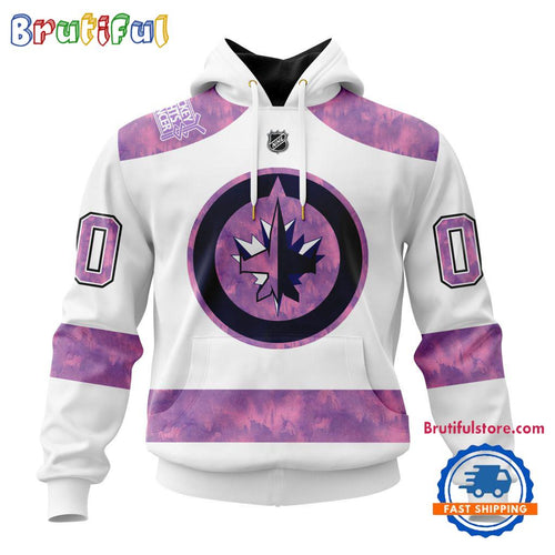 NHL Winnipeg Jets Personalized Hockey Fight Cancer Design Limited New Hoodie, Hockey Fight Cancer 3D Shirt
