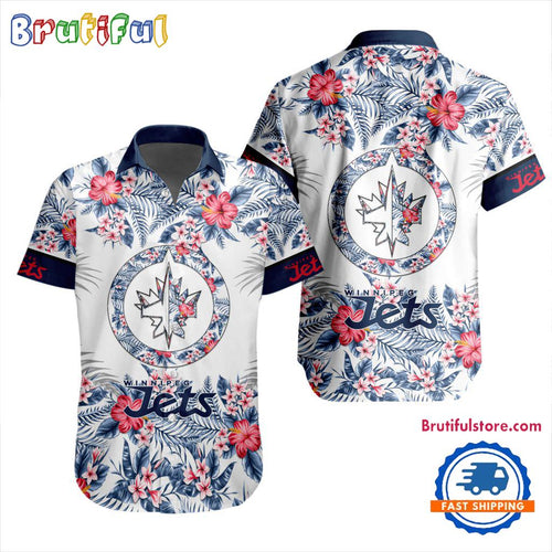 NHL Winnipeg Jets Special Flower Tropical Design Hawaiian Button Shirt