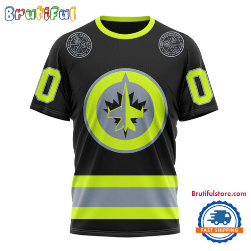 NHL Winnipeg Jets Specialized FireFighter Uniforms Color Design T Shirt