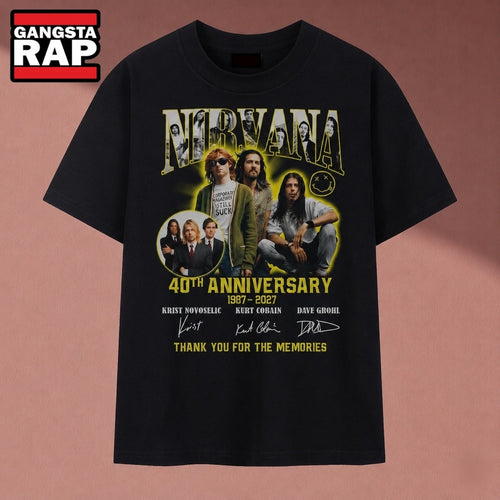 Nirvana 40th Anniversary 1987 2027 Signatures Vintage Graphic T Shirt, Music 2D Shirt