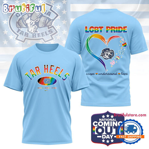 North Carolina Tar Heels 2025 NCAA National Coming Out Day LGBT Pride Unisex 3D Shirt