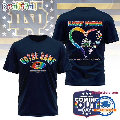 Notre Dame Fighting Irish 2025 NCAA National Coming Out Day LGBT Pride Unisex 3D Shirt