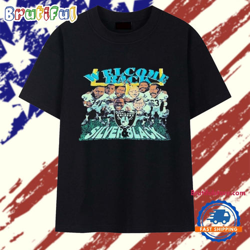 Oakland Raiders Welcome Back Silver Black T Shirt