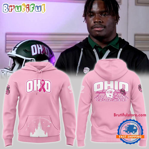 Ohio Bobcats Football x Breast Cancer 2024 Cure Bowl Champions Pink Hoodie