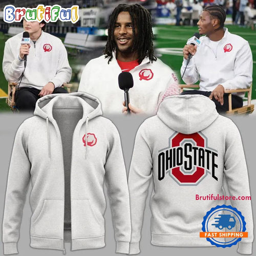 Ohio State Buckeyes Football 2026 Cotton Bowl White Uniform Zipper Hoodie