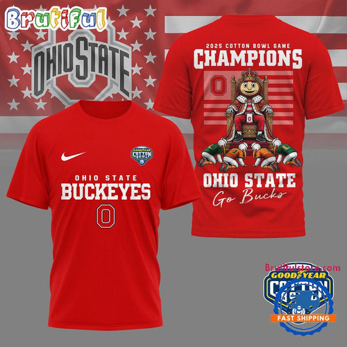 Ohio State Buckeyes NCAA 2025 Cotton Bowl Game Champions Mascot T Shirt
