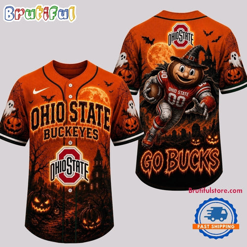 Ohio State Buckeyes NCAA Haunted Night Halloween Baseball Jersey Shirt