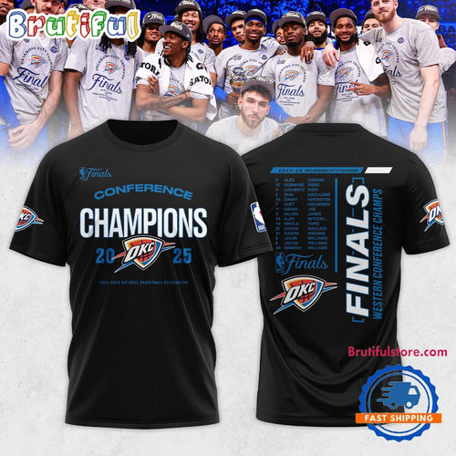 Oklahoma City Thunder 2025 Western Conference Champions Black Shirt