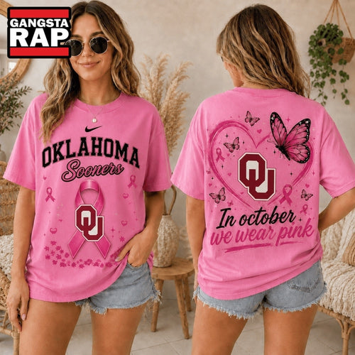 Oklahoma Sooners 2026 NCAA Pink October Breast Cancer Awareness Fan Pride Unisex Hoodie T-Shirt