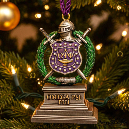 Omega Psi Phi Shield Holiday Ornament