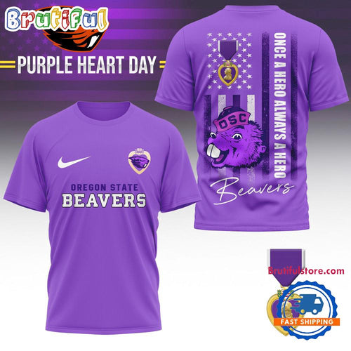 Oregon State Beavers NCAA National Purple Heart Day Unisex 3D Shirt