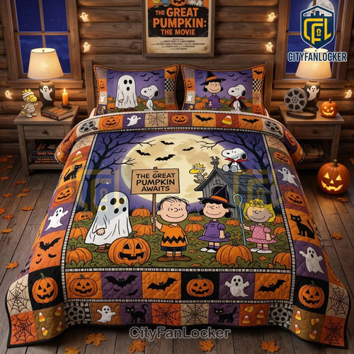 Peanuts Great Pumpkin Halloween Bedding Quilt Set