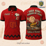 Peanuts x Coca-Cola Snoopy and Charlie Brown Red Polo Shirt