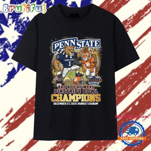 Penn State Nittany Lions 2025 Dad Boy Mowers Pinstripe Bowl Champions Vintage T Shirt