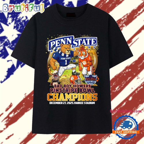 Penn State Nittany Lions Bad Boy Mowers Pinstripe Bowl Champions 2025 mascot T Shirt