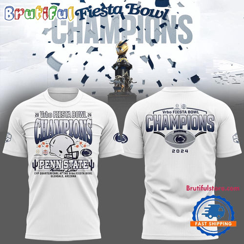 Penn State Nittany Lions FIESTA BOWL CHAMPIONS 2025 New Design White T Shirt