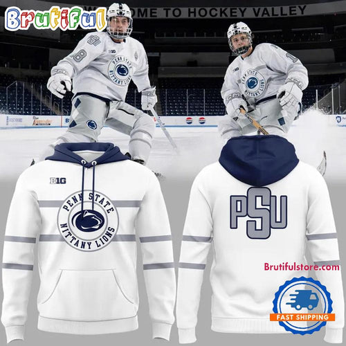 Penn State Nittany Lions Hockey 2026 White Uniform Hoodie Shirt