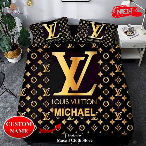 Personalized Name LV Luxury Bedding Bedding Sets Duvet Cover Bedroom Luxury Brand Bedding Bedroom