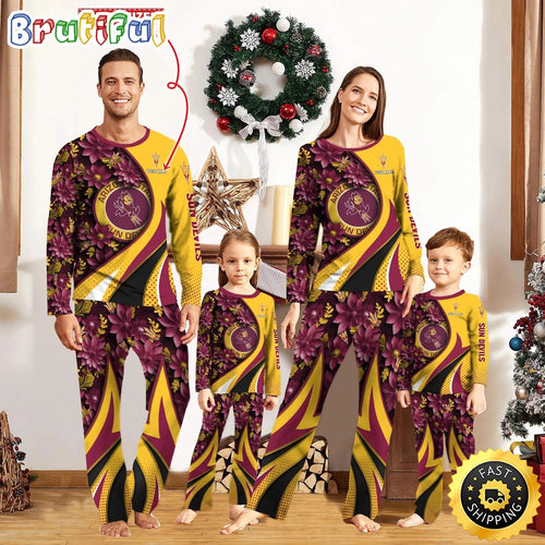Personalized NCAA Arizona State Sun Devils Pajamas Flower For Sport Family