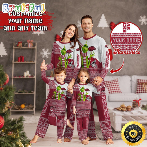 Personalized NCAA Arkansas Razorbacks Pajamas Xmas For Sport Family