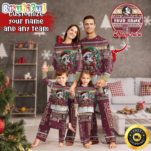 Personalized NCAA Florida State Seminoles Pajamas Christmas Pajamas For Sports Fan