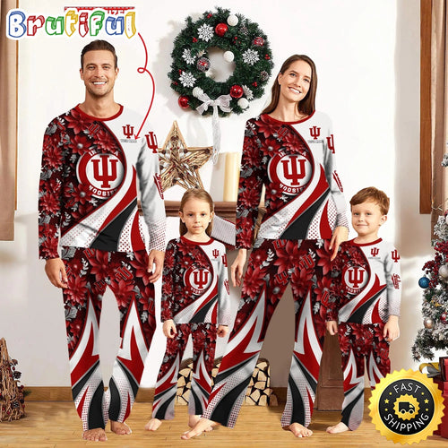 Personalized NCAA Indiana Hoosiers Pajamas Flower For Sport Family