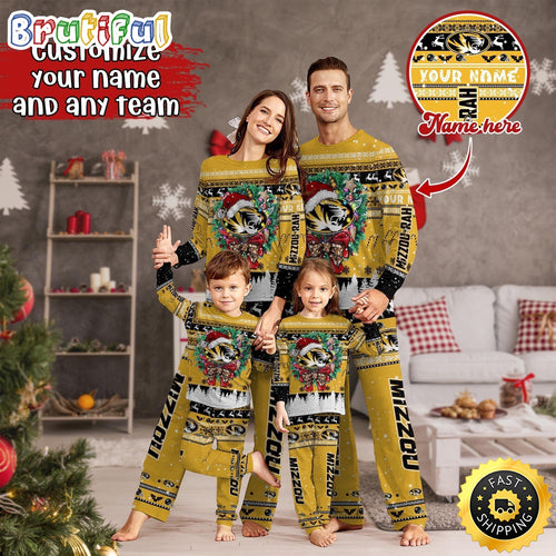 Personalized NCAA Missouri Tigers Pajamas Christmas Pajamas For Sports Fan