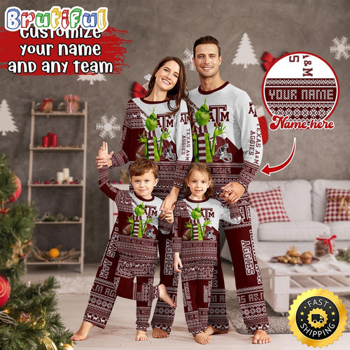 Personalized NCAA Texas A&M Aggies Pajamas Xmas For Sport Family
