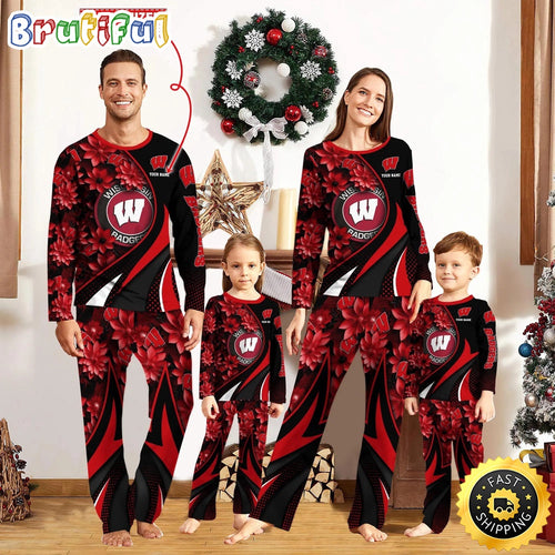 Personalized NCAA Wisconsin Badgers Pajamas Flower For Sport Family