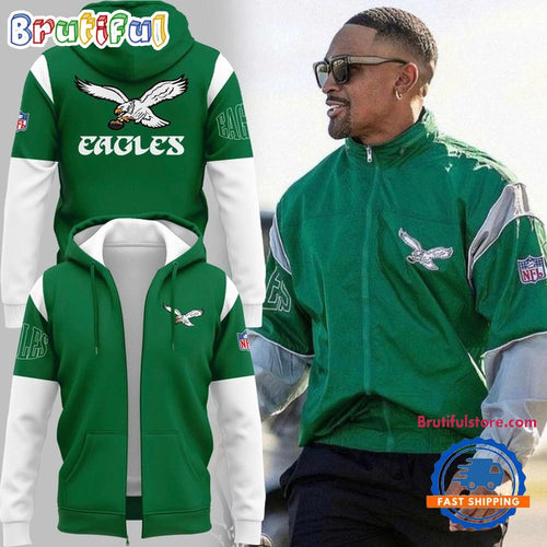 Philadelphia Eagles 2025 Kelly Green Zip Hoodie Shirt