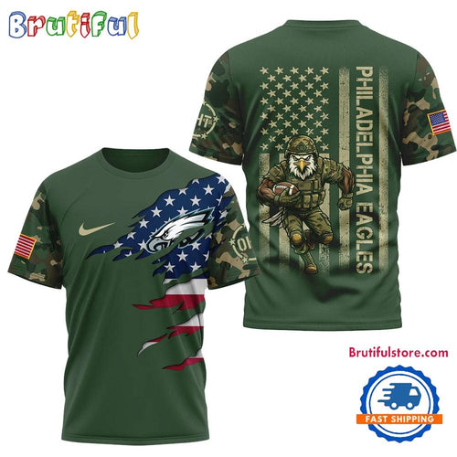 Philadelphia Eagles 2026 NFL Veteran Camo Mascot Football Limited 3D Shirt