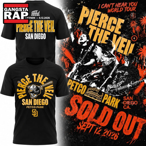 Pierce The Veil x San Diego Padres Petco Park I Can’t Hear You Tour Black T Shirt