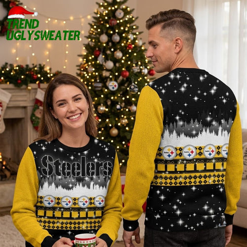 Pittsburgh Steelers Christmas Forest Pattern Ugly Christmas Sweater