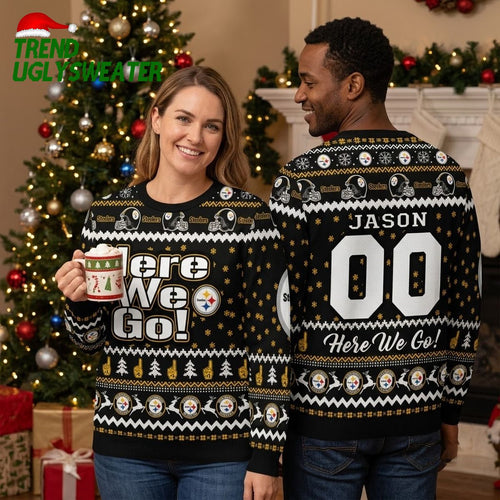 Pittsburgh Steelers Here We Go Ugly Christmas Sweater
