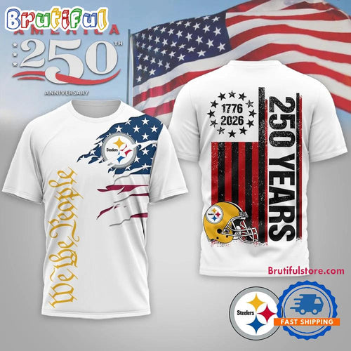 Pittsburgh Steelers NFL We The People USA 250th Anniversary White T Shirt