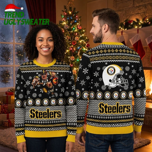 Pittsburgh Steelers Rushing Player Ugly Christmas Sweater Design