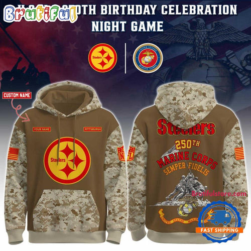 Pittsburgh Steelers USMC 250th Birthday Hoodie Shirt