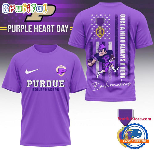 Purdue Boilermakers NCAA National Purple Heart Day Unisex 3D Shirt