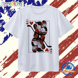 Queen of Hearts Hockey Player Playing Card T Shirt