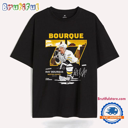 Ray Bourque Boston Hockey Throwback Signature T Shirt