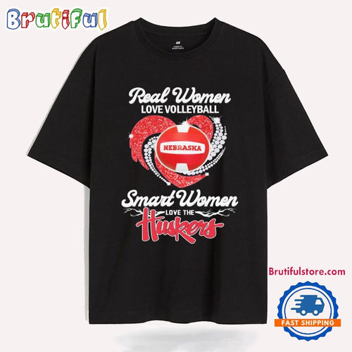 Real Women Love Basketball Smart Women Love The Nebraska Cornhuskers Diamond Heart T Shirt
