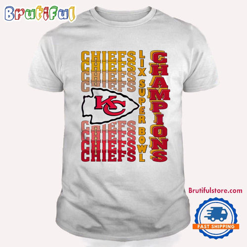 Retro Kansas City Chiefs Gradient Wordmark Lix Super Bowl Champions T Shirt