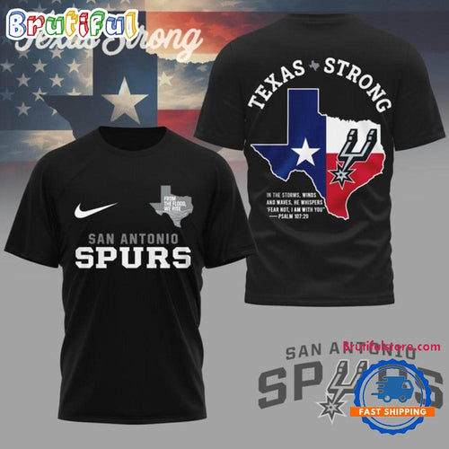 San Antonio Spurs Texas Strong 2025 Black 3D Shirt