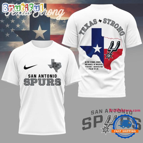 San Antonio Spurs Texas Strong 2025 White 3D Shirt
