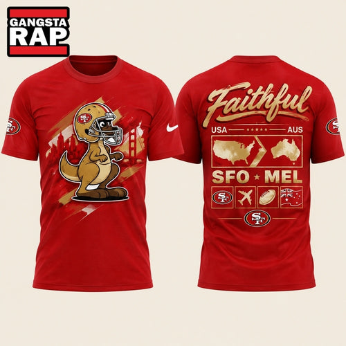 San Francisco 49ers 2026 Melbourne Game Special New Red T Shirt