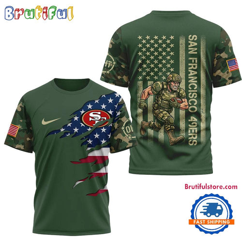 San Francisco 49ers 2026 NFL Veteran Camo Mascot Football Limited 3D Shirt